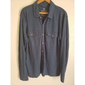 Gramicci NPT Blue Long Sleeve Button Down Hemp Cotton Shirt Size Large